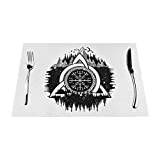 Placemats 1-6 Sets Viking Trinity Knot Helm Awe Washable Pvc Placemats For Kitchen Table Mats, 18 X 12 Inch (30x45 Cm) 6 Pcs