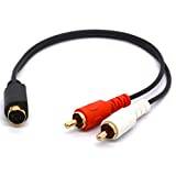 S-Video to 2-RCA Audio Cables - 4 Pin S-VHS Male Plug to Two RCA Male Connectors Y Splitter Extension Cord