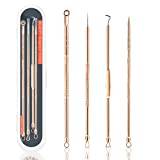 LIZVEE 4 Pcs Pimple Popper Tool Kit, Professional Blackhead Remover Kit Comedone Extractor Zit Popper Acne Kit for Whitehead Popping, Zit Removing with Portable Box, Rose Gold