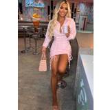 Be Your Baby Pink Ruched Skirt Shirt Dress - 14