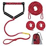 CLISPEED Wakeboard Rope with Floating Handles, Heavy Duty Waterski Line, 75-Feet, 4 Sections Ski Tow Rope for Waterski Wakeboard and Kneeboard