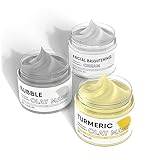Face Mask Set - Turmeric Face Mask, Kaolin Bubble Mask, Face Cream for Dark Spots, 3-in-1 Face Care Set for Deep Cleansing, Detoxification, Reduction of Acne and Blackheads