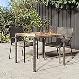 ARKEM Outdoor Coffee Table,Garden Furniture Table, Perfect for the Balcony, Picnic, Backyard, and Patio, Easy Assembly,Garden Table 90x90x75 cm Poly Rattan and Acacia Wood Grey