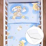Baby Comfort 4 Piece Junior Bedding Set 150x120 cm Duvet and Pillow with Covers (Ladders Blue)