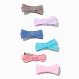 Claire's Club Deep Pastel Hair Bow Clips (6 Pack) - Multi
