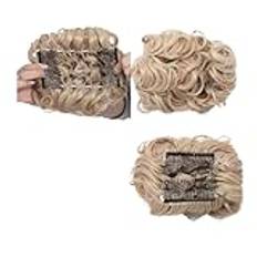 Hair Bun, Synthetic Large Comb Clip In Curly Hair Extension Chignon Hair Pieces Women Updo Cover Hairpiece Extension Hair Bun,Hair Bun Extension for Added Volume(Color:18H613)
