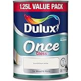 AMK® Dulux Once Gloss Pure Brilliant White Paint for Wood & Metal 1.25L One Coat interior Exterior