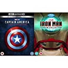 Marvel Studios Captain America 4K Ultra-HD Trilogy [4K Blu-ray] [2019] [Region Free] & Iron Man 1-3 Complete Collection [Blu-ray]