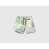 Benetton, Shorts With Leaf Print, size 2-3, Creamy White, Kids