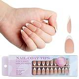 Generic French Gel Nail Tips - French Tip Press on Nails Almond 3 in 1 X-coat Tips Pre-applied Tip Primer & Base Coat, No Need to File Fake Nails for Nail Art DIY,300Pcs (style 1)