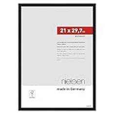 nielsen Photo Frame A4, 21x29.7cm, Aluminium Picture Frame, Atlanta Black Photo Frame A4 with Shatterproof Acrylic Glass and Push and Turn Clips - Frosted Black