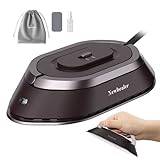 Newbealer Travel Iron - Mini Iron with Dual Voltage-220V/120V for Clothes, Portable Iron with Small Pouch for Global Travel, Quilting & Sewing, Brown