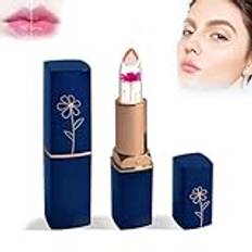 Crystal Jelly Flower Lipstick, Magical Color Changing Lipstick and Lip Oil, Moisturizer Clear Lip Gloss Nutritious Lip Balm, Color Changing with Temperature Mood Lipstick include Benefit Vitamin (02#)