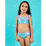 Accessorize Girls Blue and Pink Colour Block Mermaid Bikini Set, Size: 7-8 Years - Blue/Pink - 7-8 yrs