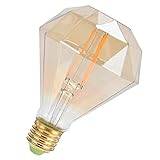 Vintage LED Bulb 4W Diamond‑Shape Dimmable LED Filament Bulb E27 Base for Restaurant Bar Coffee Shop Warm Light 220V(Gold)