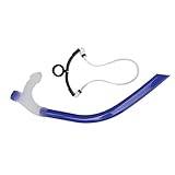 Swimming Snorkel Reduced Drag Silicone Swimming Breathing Tube with Adjustable Head Brace for Snorkeling Diving Suitable for Beginners Who Have Not Yet Mastered Breathing (Transparent Royal Blue)