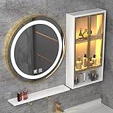 Wall Bathroom Cabinet with Mirror, Wood Storage Cabinet, for Bathroom, Living Room, White/Gray (White)