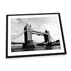 Tower of London Bridge City FRAMED ART PRINT Picture Poster Artwork - Black Frame - Size A4