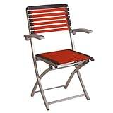 GIZNXBA Outdoor Patio Chairs With Rotatable Armrest, Folding Chairs For Outside, Stackable Dining Chair With Metal Frame, Foldable Outdoor Sling Chairs Camping Beach Chair (Color : /Red)