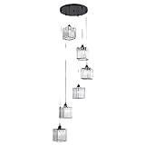 Duplex Staircase Crystal Chandelier Modern Raindrop Drop Pendant Light Long High Ceiling Hanging Flush Mount Lighting Fixtures for Spiral Foyer Entryway Living Room (Color : Square Lampshade, Size :
