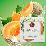 AATMANA Musk Melon Handmade Natural Bar Soap for Men & Women, Moisturizing Body & Face Soap, 7.9 Oz Soap Bars (3 Soap Set)