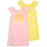 Carter's Kid Girls 2-Pack Nightgowns 4-5 Pink/Yellow
