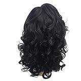 Hair Softener Black Brazilian Short Wavy Curly Parting High Temperature Fiber Wig Hair Curl Enhancer for Wavy Hair (Black-3, One Size)