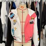 Girls Graffiti Print Color Block Zipper Hooded Varsity Jacket Coat For Spring/fall (recommended 1 Size Up)