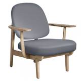 Fritz Hansen - Fred™ Lounge Chair Oak Base - hellgrau uni/Stoff Christianshavn 1170/BxHxT 77,4x85,2x80,5cm/Gestell Eiche klar lackiert