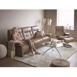 Stressless Mary 3 Seater Recliner Sofa With Upholstered Arms - 3 Seater - Paloma Leather - 1 Manual Seat 1 Dummy Seat 1 Manual Seat