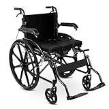 BKEKM Wheelchairs Carbon Steel Wheelchairs Lightweight Transport Wheelchairs With Handbrakes Adjustable Backrest Wheel Chair Support 280 Lbs Lightweight