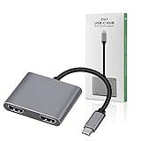 USB C to Dual HDMI Adapter,LANMU USB Type C to Dual Monitor HDMI Multiport Adapter for MacBook Pro 2020-2016,MacBook Air 2020-2018,Chromebook Pixel,Thunderbolt,Dell XPS 13/15,Surface Book Pro and etc