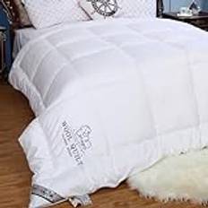 Woolous Duvet King Size 220x240cm Wool Coverless Duvets, Breathable Natural Australia Wool Filled Quilted Comforter Extra Soft and Warm Winter Quilt for Double Bed (Ivory White)