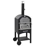Charcoal Fired Outdoor Pizza Oven with Fireclay Stone,Item colour-Black
