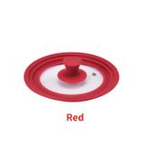 (a-Red 26-28-30CM) 16-22-26-28-32cm Visual Pot Lid Multifunctional Glass Wok Pan Lids Cover Heat Resistant for Frying Round Silicone Cookware Part