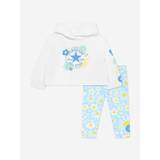 Girls Floral Logo Hoodie And Leggings Set in White - White / 12 Mths