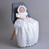 Christening Full Length Gown and Bonnet - White - 3M(0-3MONTHS)