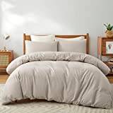 COASTLINE Stylish Ruched crinkle Square Allover White Quilt duvet cover with pillow case bedding set,Single/Double/King/Superking (Linen, Double)