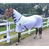 Cwell Equine Heavy Mesh Horse fly rug combo attached neck cover White Choice of Sizes (6'9")