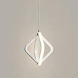 Square Pendant Lamp LED Kitchen Island Lighting Fixture, Modern M-INI Hanging Chandelier 18W Dining Table Light Fixture, Bedroom Bedside Single Head Drop Ceiling Lamps