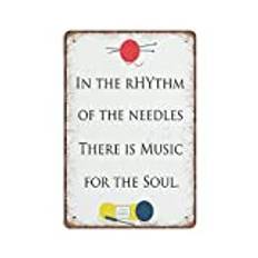 Dreacoss In The Rhythm of The Needles Tin Signs Sewing Room Decor Knitting Crochet Funny Vintage Metal Sign Plaqu Poster Wall Art Pub Bar Kitchen Garden Bathroom Home Decor, 140mm x 200mm