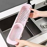 XWJLAILE Adjustable Kitchen Sink Organizer with Telescopic Drainer Rack - Convenient Soap and Sponge Holder - Stylish Storage Basket for Sinks (Color: C)