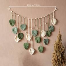 1pc Green Leaves Garland, Macrame Wall Art, Above Bed Decor, Boho Home Decor, Mid Century Modern, Living Room Wall Decor, Plant Mom Gift, Christmas Decoration, Photo Wall Hanging