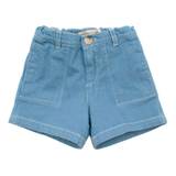 Bonpoint Blue Cotton shorts with White Stitch Detail Size 12-18 Months