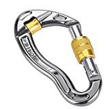 Climbing Carabiner, Carabiner Screw Locking Hook Aluminum Locking Carabiner Clip D-Shaped 25KN for Rock Climbing Mountaineering Rescue Equipment with Pulley Master Lock (yellow)