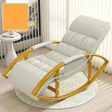 YXCUIDP Living Room Outdoor Rocking Chair,Oversized Patio Recliner Chair,Height-Adjustable Backrest with Footrest for Living Room Bedroom Balcony (Color : Off White, Size : Golden legs)