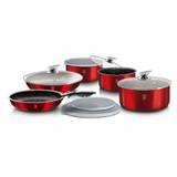 (Red) Berlinger Haus 12Pc Cookware Set Pots Pans Lids