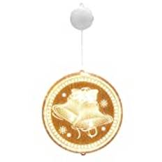 Christmas Hanging 3D Lights with Suction Cups Sticker LED Windows String Light Decorative Fairy Lights (Bell) Christmas Decorative Window Light