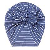 0 to 3 Years Old Baby Soft Hat for Toddler Infant Baby Boys Girls Striped Ribbed Cap Beaniess Bowknot Elastics Turban Hat (F, One Size)