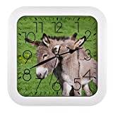 Donkey Square Wall Clock Non-Ticking Battery Operated For Home Office School 26x26cm